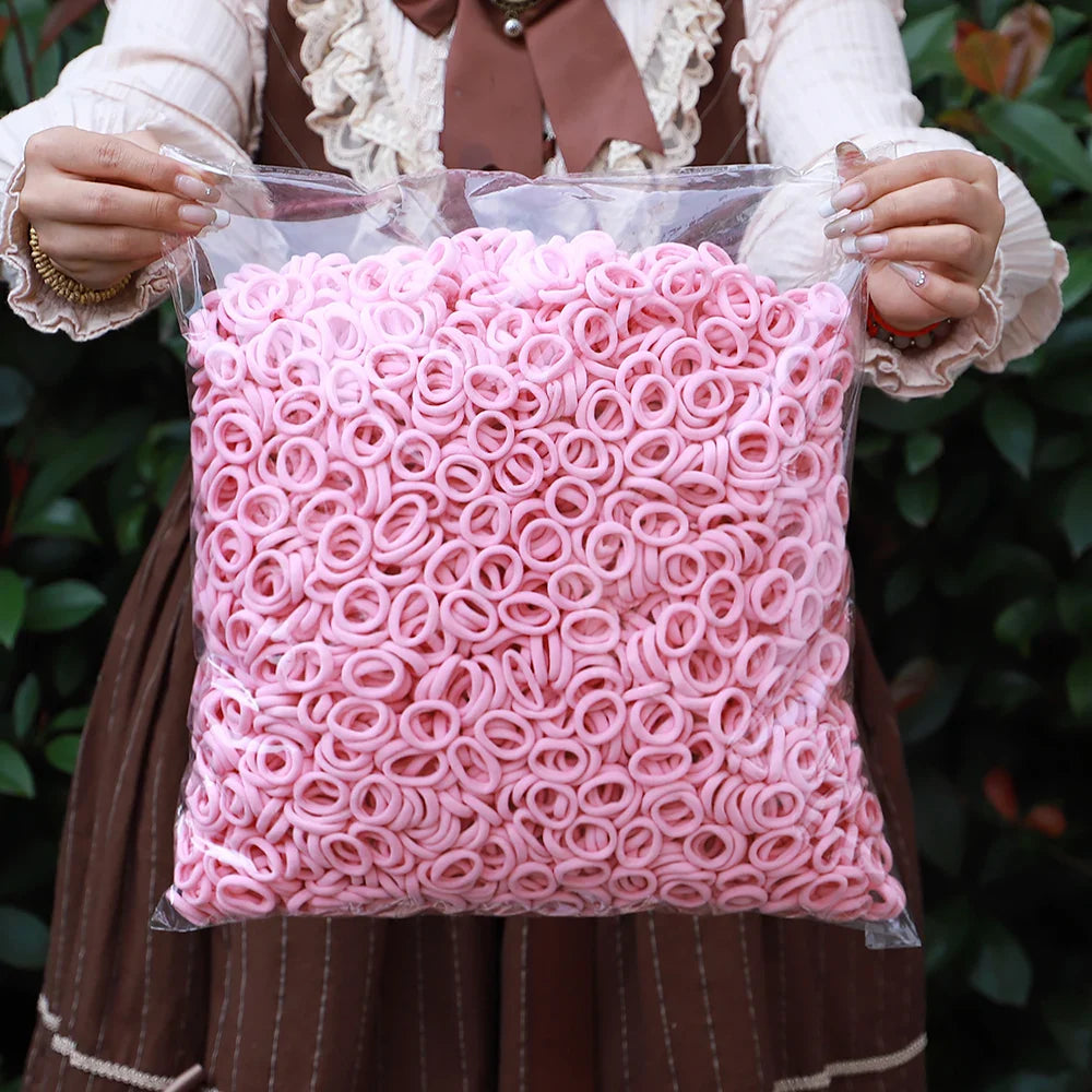 Colorful basic nylon elastic hair ties for girls ponytail hold rubber bands set